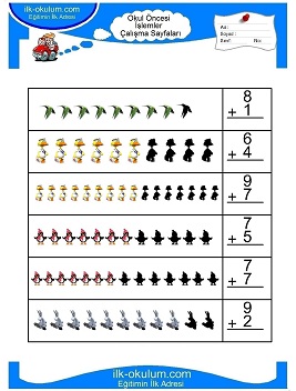 Çocuklar İçin toplam işlemi yaprak testleri 